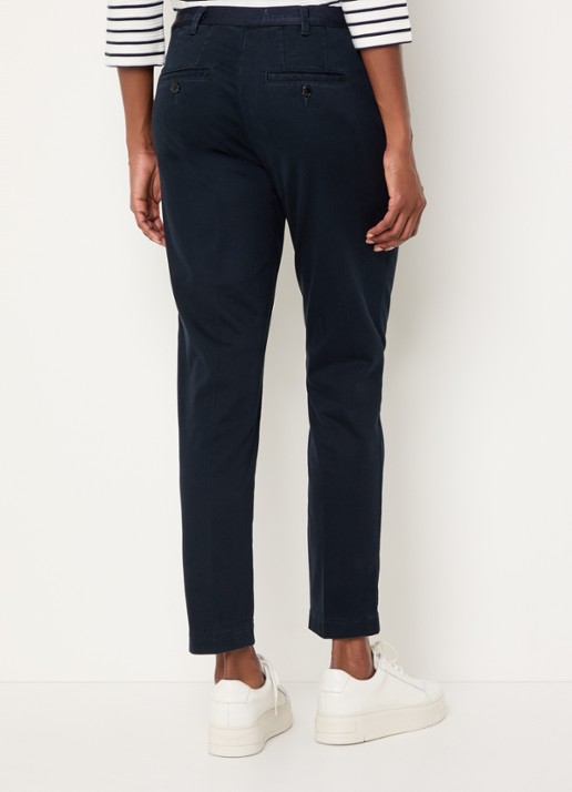 BRAX Maron mid waist slim fit chino  met elastische band - achterkant 4 donkerblauw