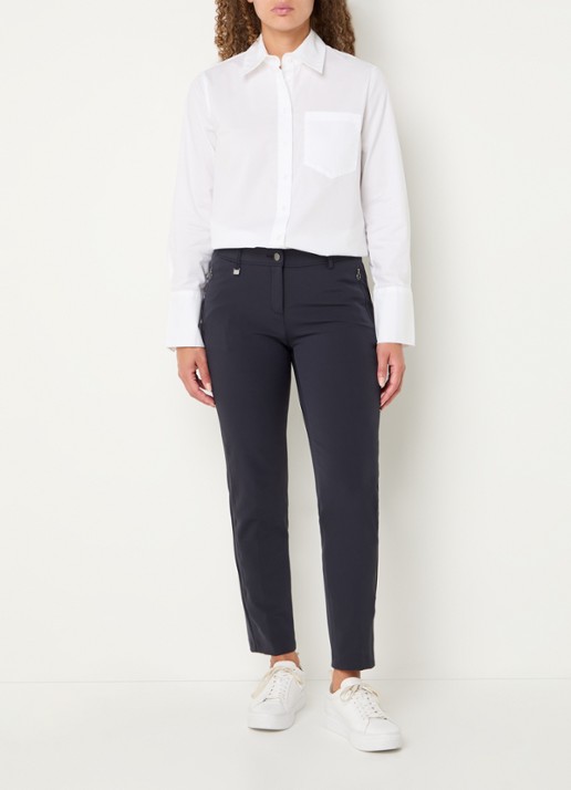 BRAX Maron mid waist slim fit chino met stretch - voorkant 2 donkerblauw