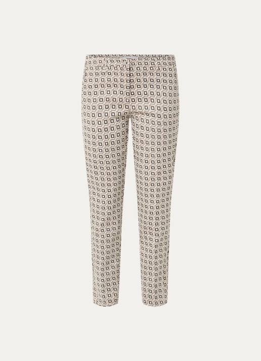 BRAX Maron S low waist straight fit cropped chino met grafische print - voorkant 3 beige