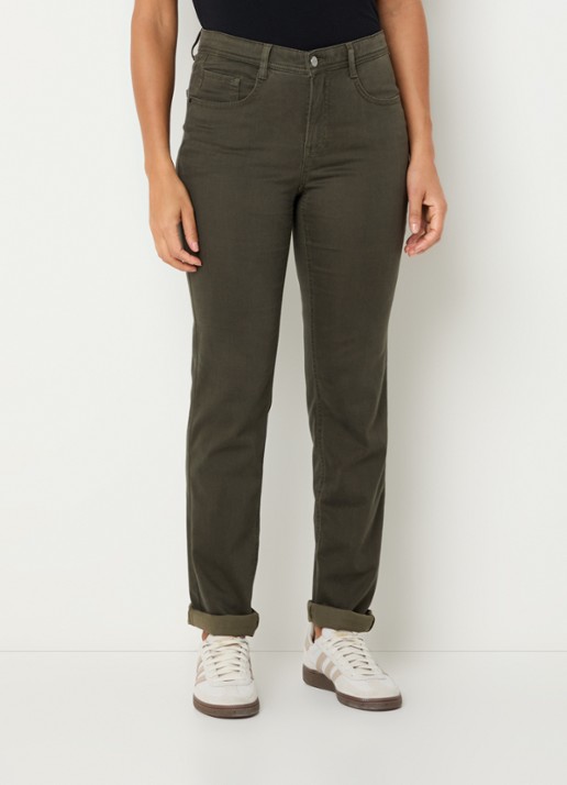 BRAX Mary high waist slim fit chino met steekzakken - detail bronsgroen