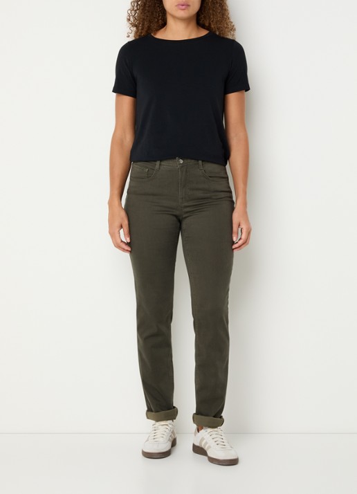 BRAX Mary high waist slim fit chino met steekzakken - voorkant 5 bronsgroen