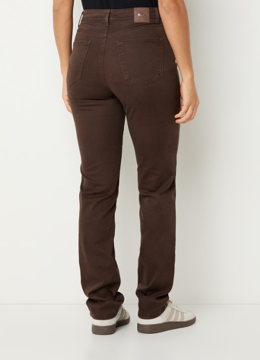 BRAX Mary high waist slim fit chino met steekzakken - achterkant 5 donkerbruin