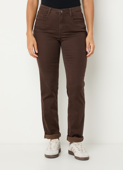 BRAX Mary high waist slim fit chino met steekzakken - detail donkerbruin