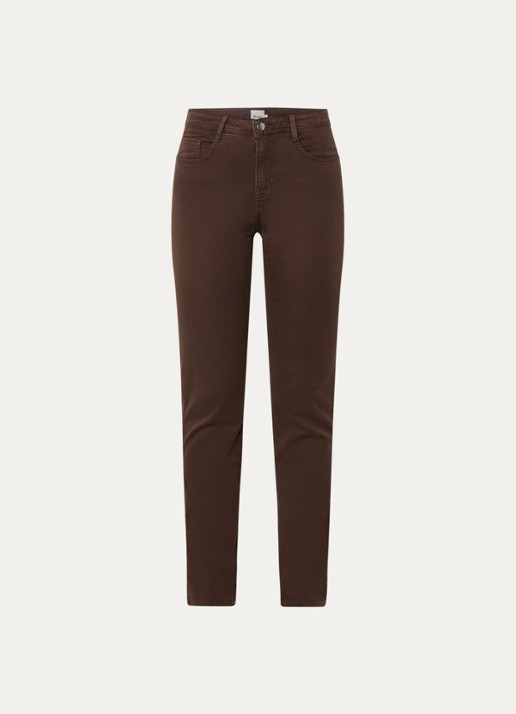 BRAX Mary high waist slim fit chino met steekzakken - voorkant 3 donkerbruin