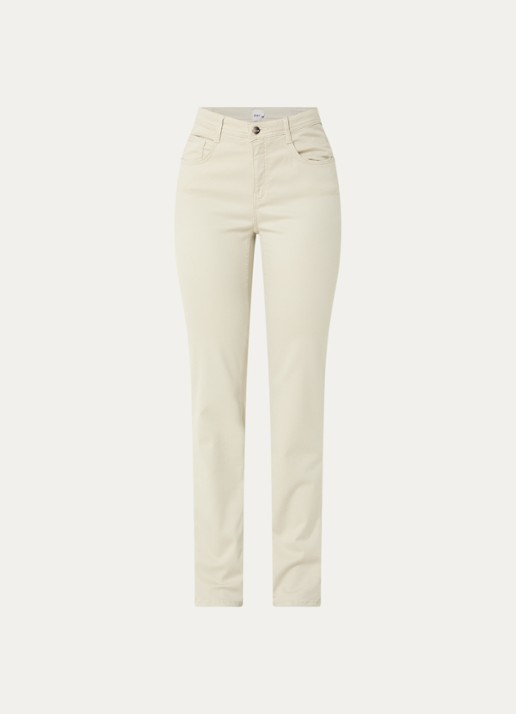 BRAX Mary high waist slim fit chino met steekzakken - voorkant 4 gebroken wit