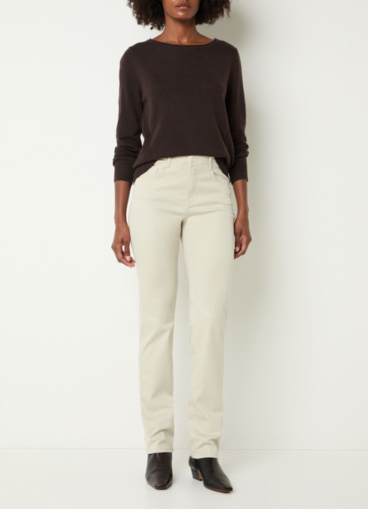 BRAX Mary high waist slim fit chino met steekzakken - voorkant 5 gebroken wit