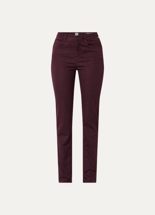 BRAX Mary high waist slim fit chino met steekzakken - voorkant bordeauxrood