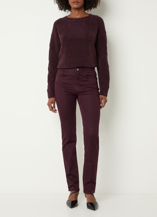 BRAX Mary high waist slim fit chino met steekzakken - voorkant 2 bordeauxrood