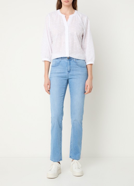 BRAX Mary high waist slim fit jeans met steekzakken - voorkant 2 lichtblauw