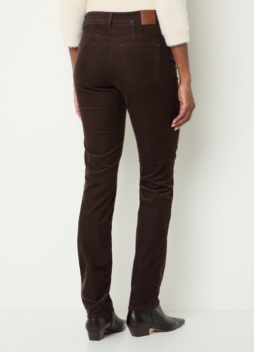 BRAX Mary mid waist skinny fit chino van corduroy - achterkant 5 donkerbruin