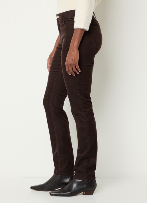 BRAX Mary mid waist skinny fit chino van corduroy - detail 2 donkerbruin