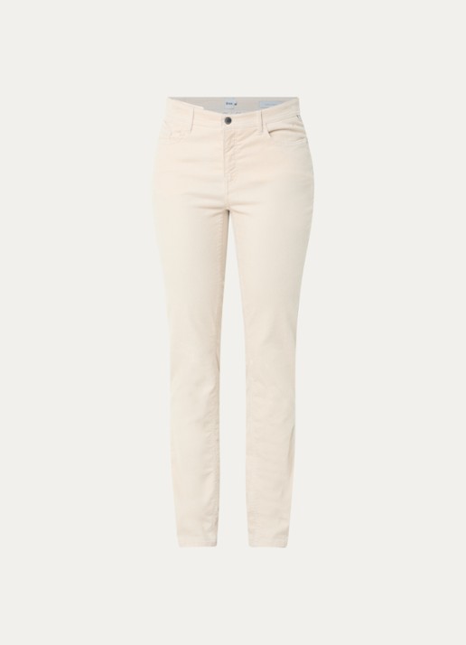 BRAX Mary mid waist skinny fit chino van corduroy - voorkant 4 ivoor