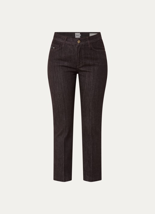 BRAX May S high waist loose fit jeans met steekzakken - voorkant donkerbruin