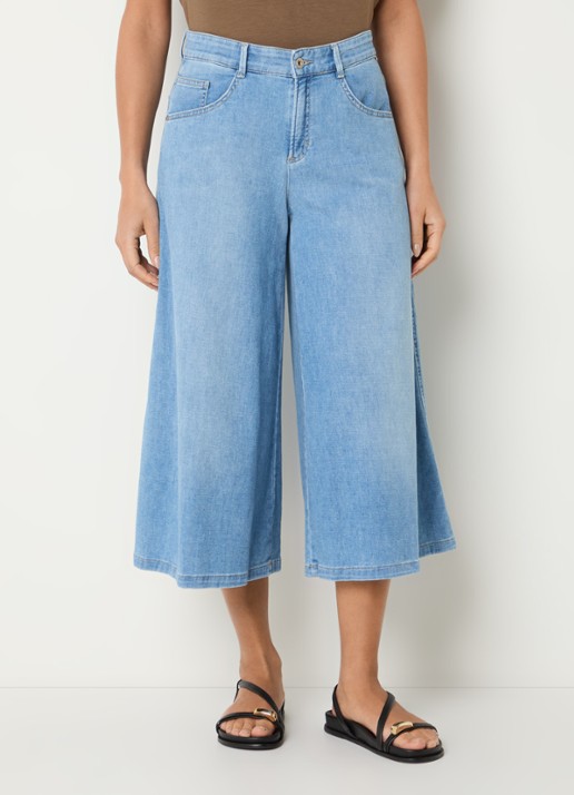 BRAX Melli high waist wide leg korte broek met lichte wassing