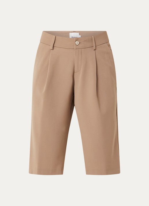 BRAX Milla high waist straight fit korte broek in wolblend - voorkant 3 zand