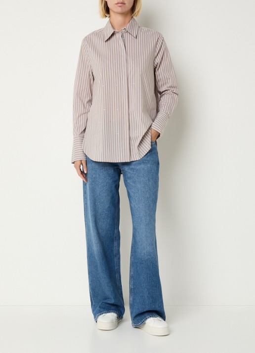 BRAX Morgan high waist wide leg jeans  met medium wassing - voorkant 2 indigo