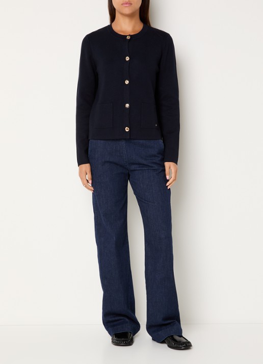 BRAX Pam mid waist loose fit jeans met donkere wassing - voorkant 4 donkerblauw