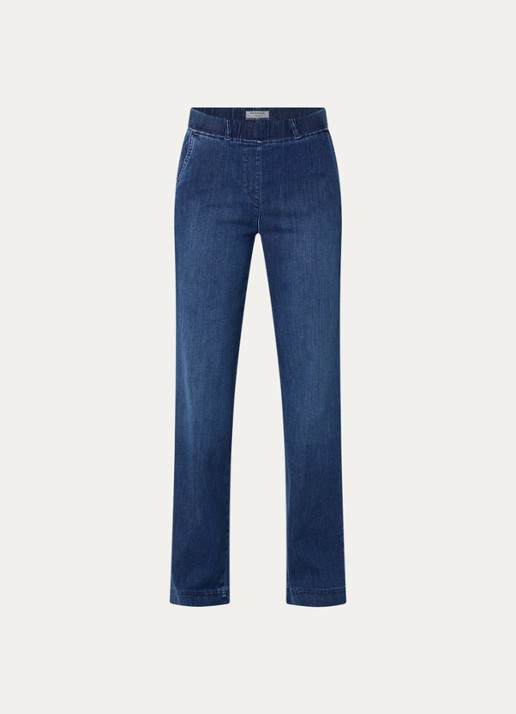 BRAX Pam mid waist loose fit jeans met donkere wassing - voorkant indigo