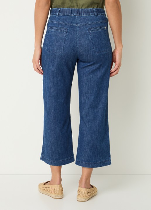 BRAX Peggy mid waist straight fit cropped broek van chambray - achterkant 4 indigo
