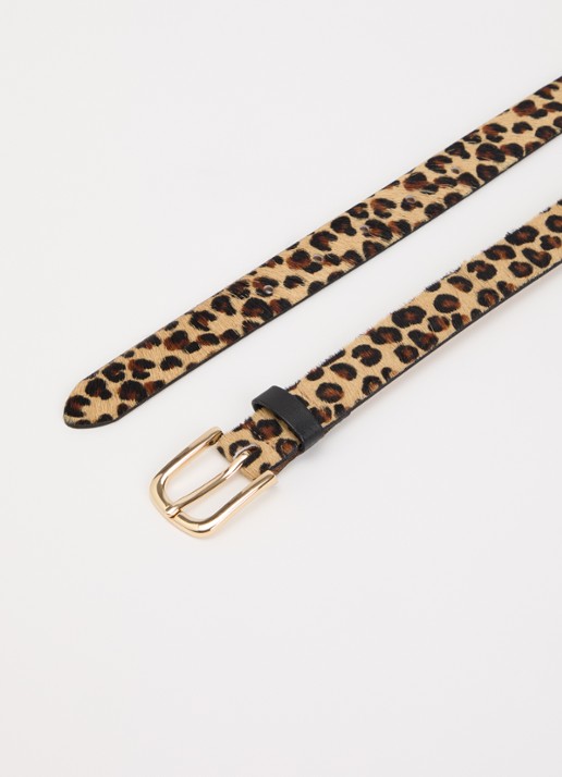 BRAX Riem van leer met panterprint - detail beige