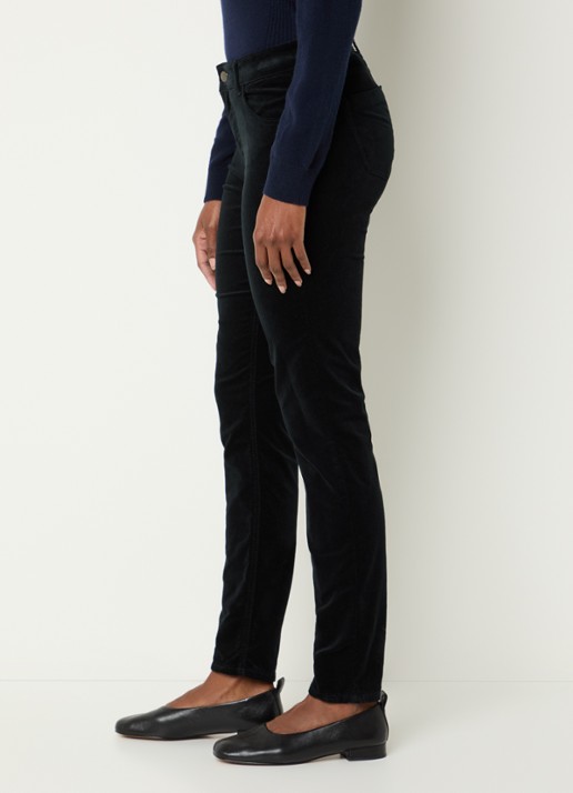 BRAX Shakira mid waist skinny fit broek van fluweel - detail 2 zwart