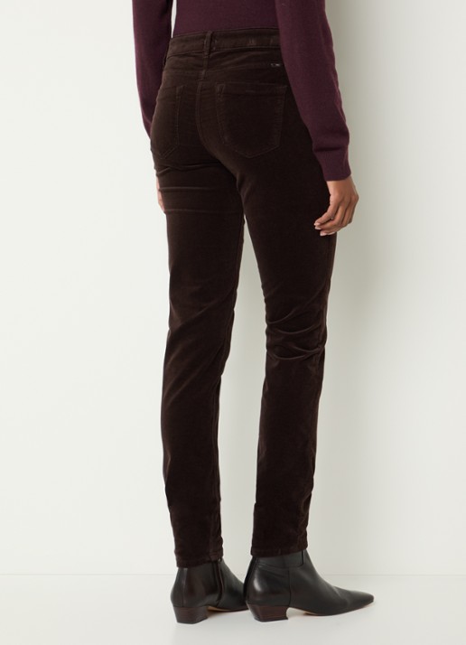 BRAX Shakira mid waist skinny fit broek van fluweel - achterkant 5 donkerbruin