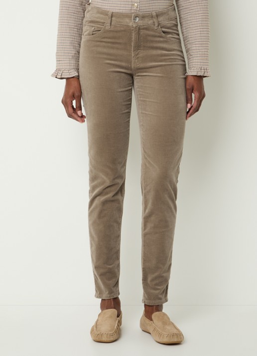 BRAX Shakira mid waist skinny fit broek van fluweel - detail beige