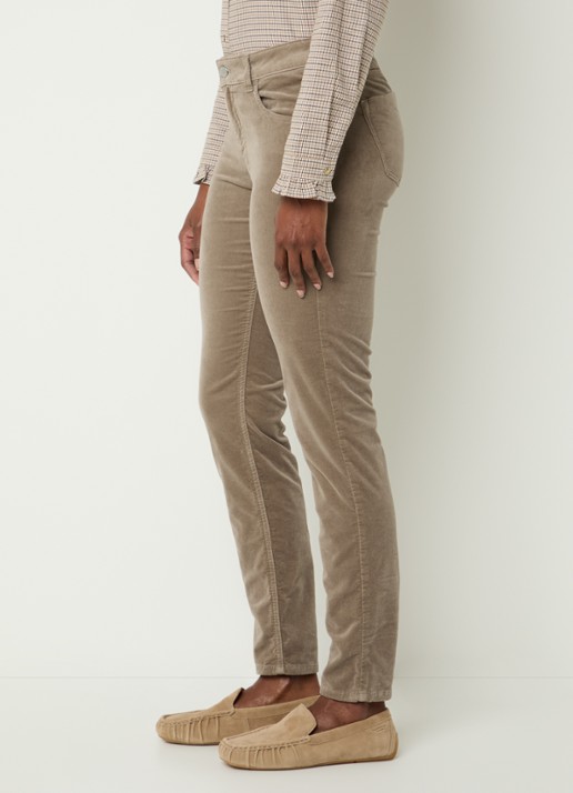 BRAX Shakira mid waist skinny fit broek van fluweel - detail 2 beige