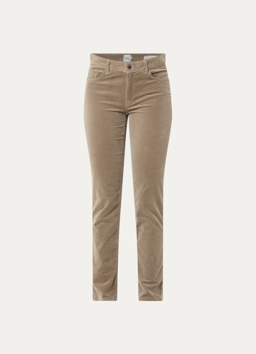 BRAX Shakira mid waist skinny fit broek van fluweel - voorkant 4 beige