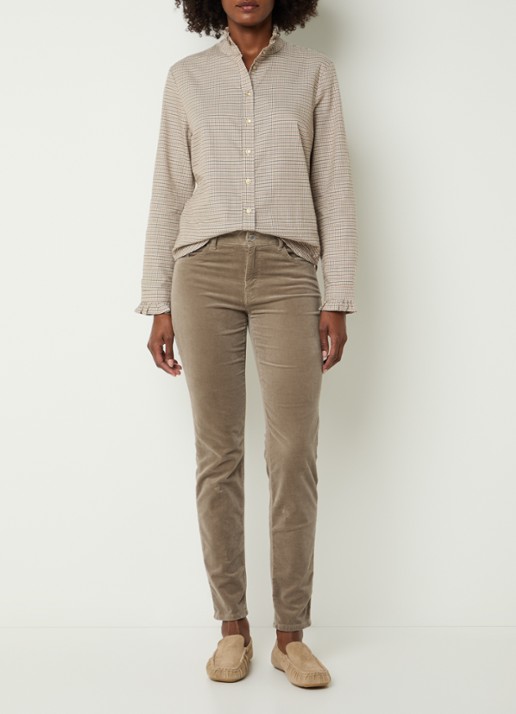 BRAX Shakira mid waist skinny fit broek van fluweel - voorkant 5 beige