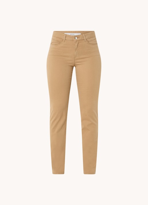 BRAX Shakira mid waist slim fit broek   - voorkant 3 camel