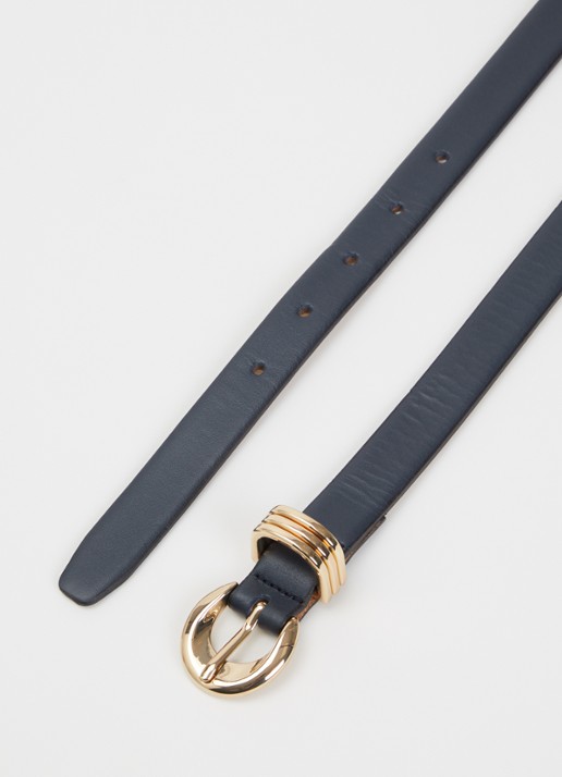 BRAX Style riem van leer  - detail 2 donkerblauw