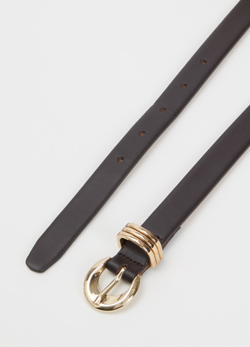 BRAX Style riem van leer  - detail 2 donkerbruin