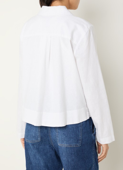 BRAX Vega blouse in linnenblend met opgestikte zakken - achterkant wit
