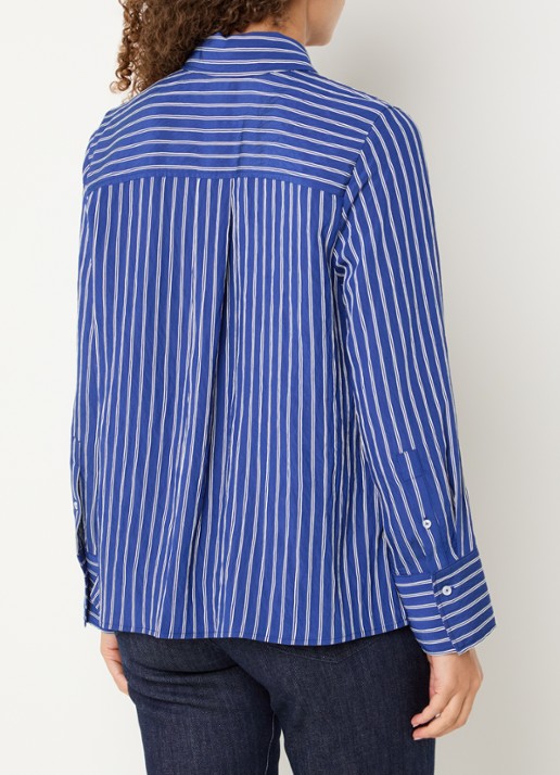 BRAX Vica blouse met streepdessin - achterkant 4 donkerblauw