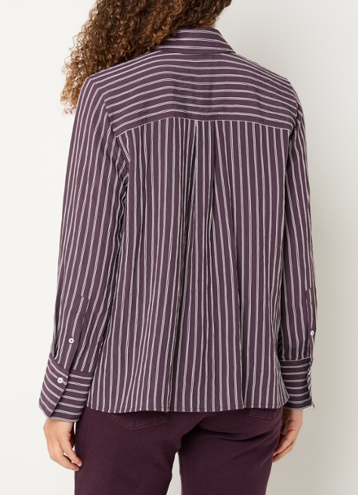 BRAX Vica blouse met streepdessin - achterkant 4 aubergine