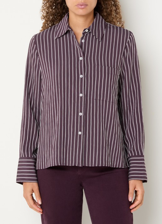 BRAX Vica blouse met streepdessin - detail 3 aubergine