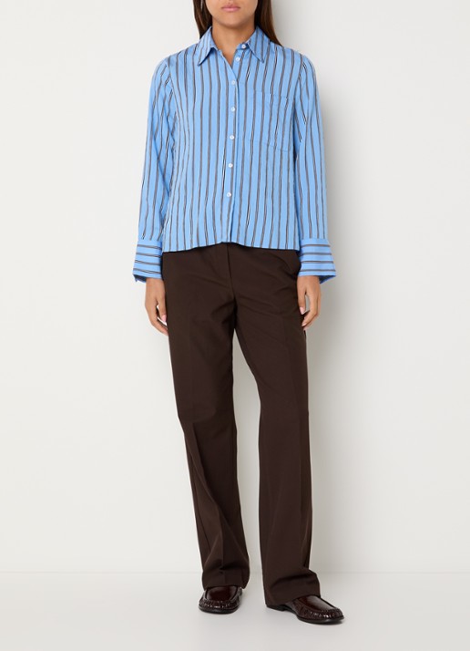 BRAX Vica blouse met streepdessin - voorkant 3 lichtblauw