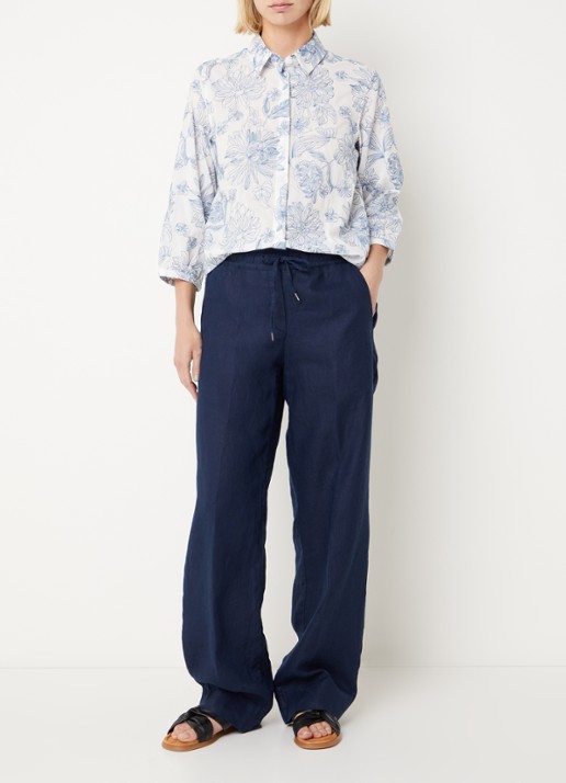 BRAX Vicki blouse met bloemborduring - voorkant 3 blauw