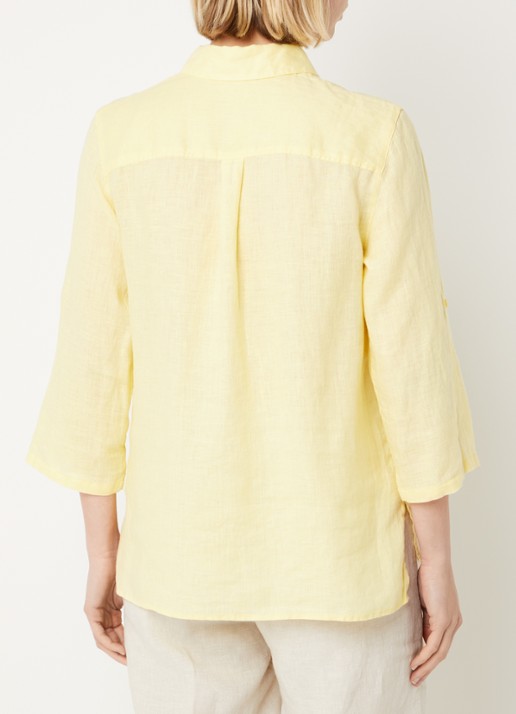 BRAX Vicki blouse van linnen - achterkant 4 lichtgeel