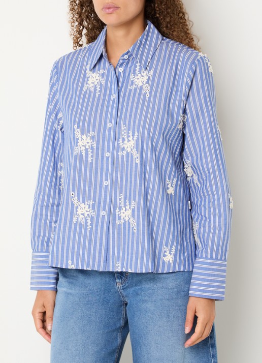 BRAX Viki blouse met streepprint en borduring