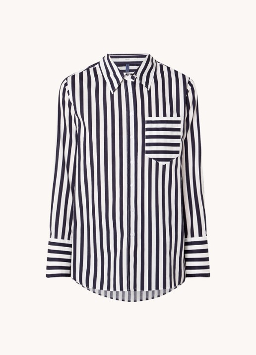 BRAX Viki blouse met streepprint en borstzak