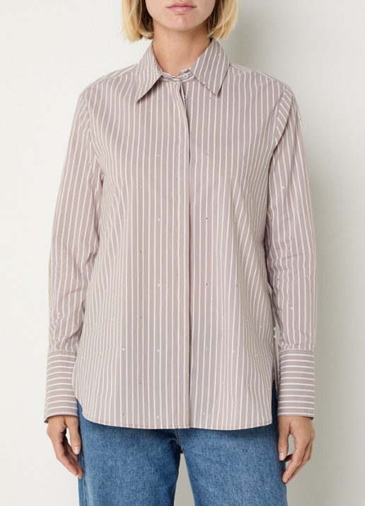 BRAX Viki blouse met streepprint en strass