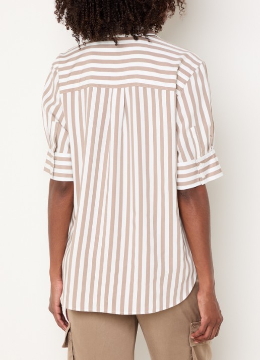 BRAX Villy blouse met streepprint - achterkant 3 taupe