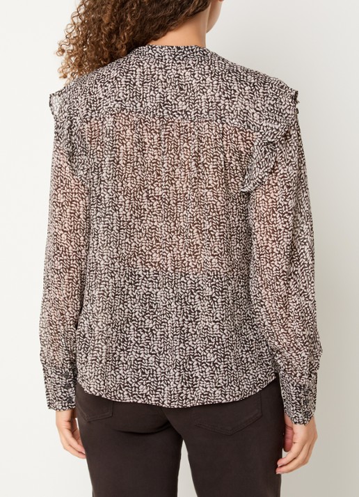BRAX Violet blouse met print - achterkant bruin
