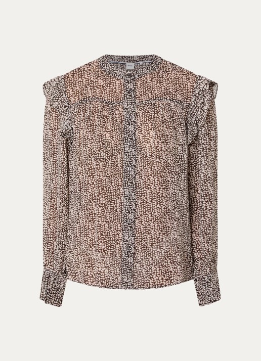 BRAX Violet blouse met print - voorkant 3 bruin