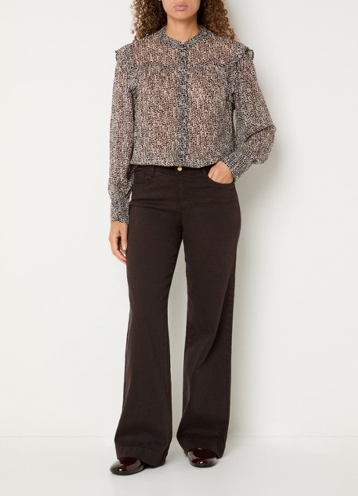 BRAX Violet blouse met print - voorkant 4 bruin
