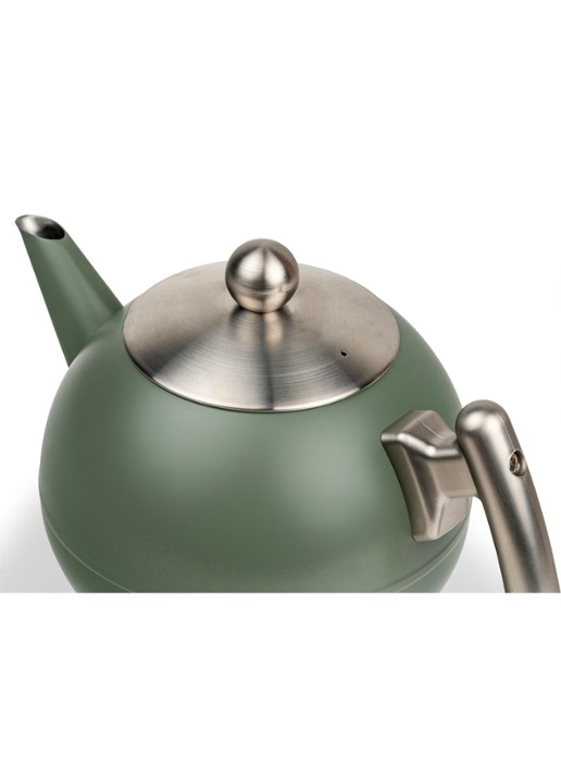 Bredemeijer Bella theepot 1,2 liter - voorkant 3 legergroen