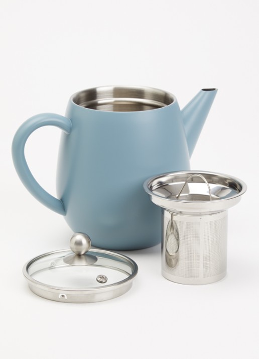 Bredemeijer Duet Eva theepot 1,1 liter - voorkant 2 staalblauw