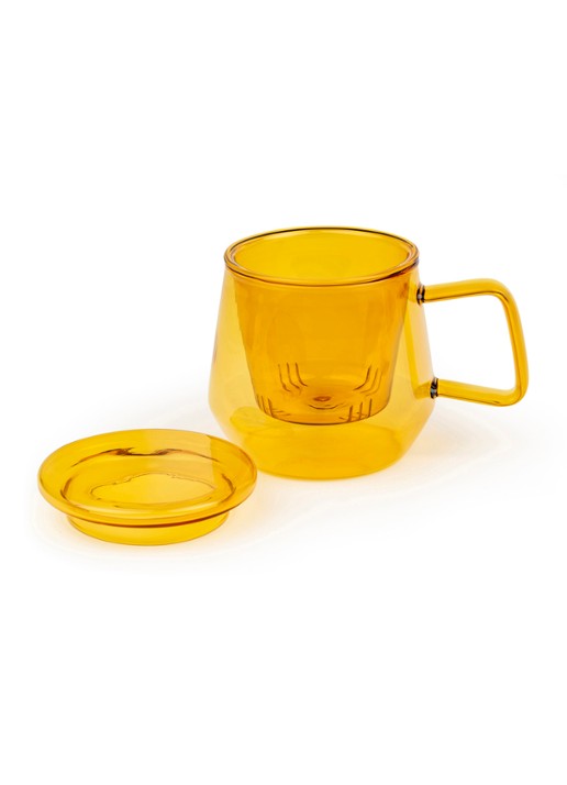 Bredemeijer Tea For One Livorno kopje met theetip en filter 29 cl 3-delig - achterkant oranjebruin